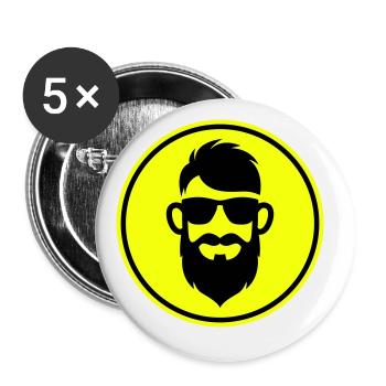 Symbole de barbe du visage - Lot de 5 grands badges (56 mm) - blanc - Devant