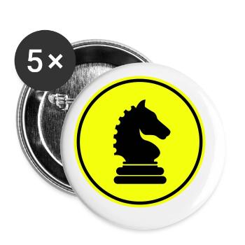 Pferd Schachfigur - Buttons groß 56 mm (5er Pack) - Weiß - Vorne