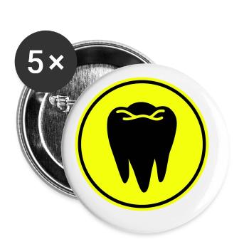 Zahn icon symbol - Buttons groß 56 mm (5er Pack) - Weiß - Vorne