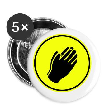 Hands symbol - Buttons large 2.2''/56 mm (5-pack) - white - Front