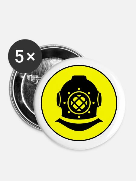 Apnoe Tauchen Kreis - Buttons groß 56 mm (5er Pack) - Weiß