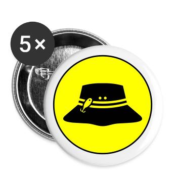 Cercle d’icônes de chapeau de pêche - Lot de 5 grands badges (56 mm) - blanc - Devant