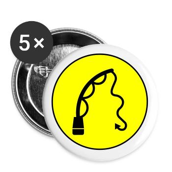 Icône de pêche à la canne à pêche - Lot de 5 grands badges (56 mm) - blanc - Devant