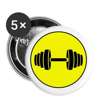 Cercle de poids d’haltères - Lot de 5 grands badges (56 mm) - blanc - Devant