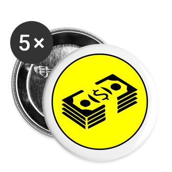 Geld Money Kreis - Buttons groß 56 mm (5er Pack) - Weiß - Vorne
