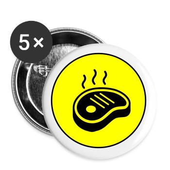 Steak icon circle - Buttons large 2.2''/56 mm (5-pack) - white - Front