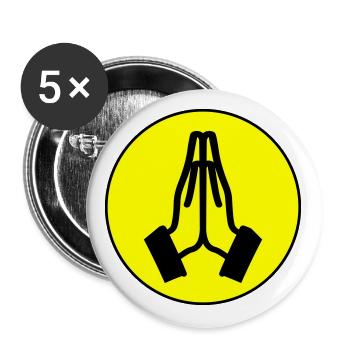 Pray Hands Circle - Buttons large 2.2''/56 mm (5-pack) - white - Front