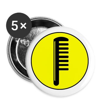 Kamm Friseur Kreis - Buttons groß 56 mm (5er Pack) - Weiß - Vorne