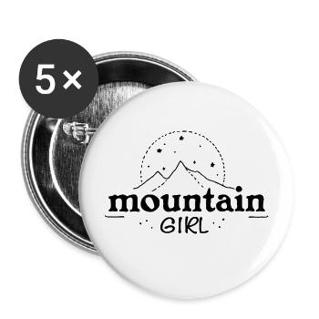 Minimalistisches Design Ich liebe Berge Frau Text - Buttons groß 56 mm (5er Pack) - Weiß - Vorne