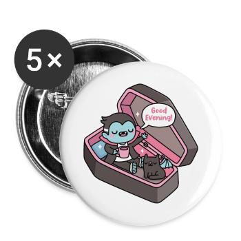 Un vampire mignon se réveille dans un cercueil Bonsoir - Lot de 5 grands badges (56 mm) - blanc - Devant