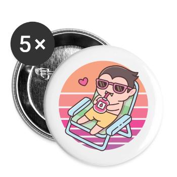 Süßer Vampir chillt mit Blood Pack Sonnenuntergang - Buttons groß 56 mm (5er Pack) - Weiß - Vorne
