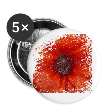 Mohnblüten bringen Farbe in die Landschaft - Buttons groß 56 mm (5er Pack) - Weiß - Vorne