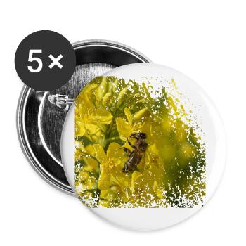 Bee on rapeseed blossom - Buttons large 2.2''/56 mm (5-pack) - white - Front