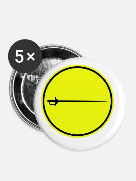 Fechten Schwert - Buttons groß 56 mm (5er Pack) - Weiß
