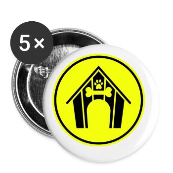 Hundehütte Hund - Buttons groß 56 mm (5er Pack) - Weiß - Vorne