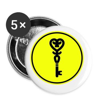 Schlüssel herz hochzeit - Buttons groß 56 mm (5er Pack) - Weiß - Vorne