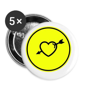 Flèche du symbole du cœur - Lot de 5 grands badges (56 mm) - blanc - Devant