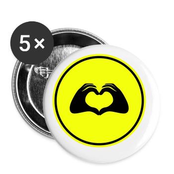 Hands Heart Symbol - Buttons large 2.2''/56 mm (5-pack) - white - Front