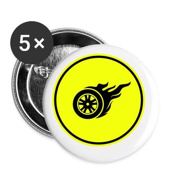 Incendie de pneus - Lot de 5 grands badges (56 mm) - blanc - Devant
