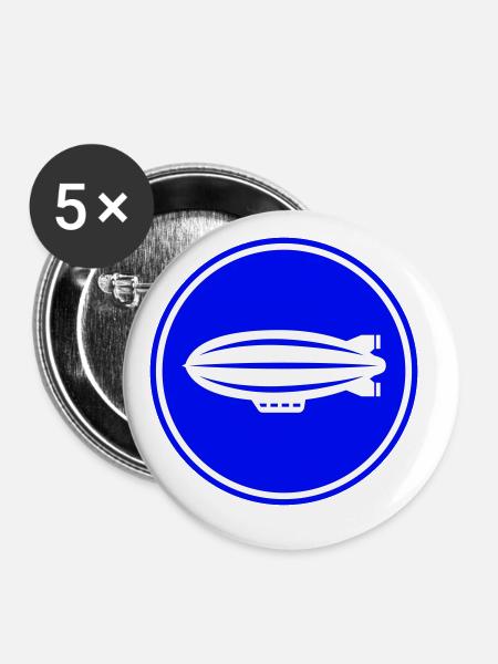 Zeppelin Icon Symbol - Buttons groß 56 mm (5er Pack) - Weiß