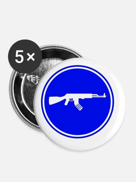Gewehr icon symbol - Buttons groß 56 mm (5er Pack) - Weiß
