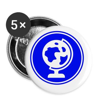 Globus symbol icon - Buttons groß 56 mm (5er Pack) - Weiß - Vorne