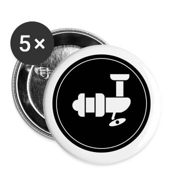 Fishing Reel Symbol Circle - Buttons large 2.2''/56 mm (5-pack) - white - Front