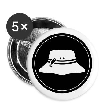 Cercle d’icônes de chapeau de pêche - Lot de 5 grands badges (56 mm) - blanc - Devant