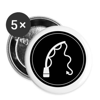 Icône de pêche à la canne à pêche - Lot de 5 grands badges (56 mm) - blanc - Devant