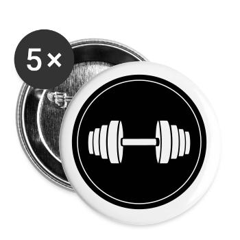 Hantel gewichte Kreis - Buttons groß 56 mm (5er Pack) - Weiß - Vorne