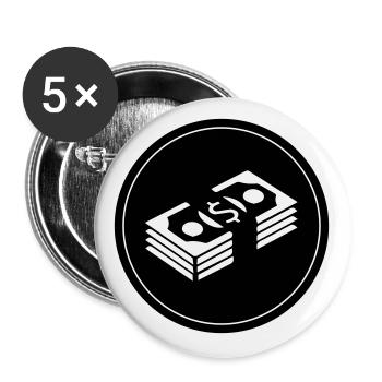 Geld Money Kreis - Buttons groß 56 mm (5er Pack) - Weiß - Vorne