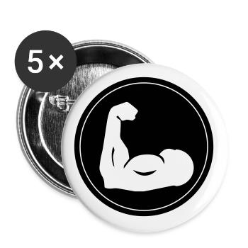 Muscles dumbbell icon - Buttons large 2.2''/56 mm (5-pack) - white - Front