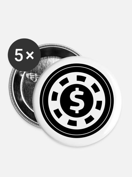 Poker Chip Kreis - Buttons groß 56 mm (5er Pack) - Weiß