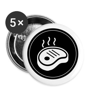 Steak icon circle - Buttons large 2.2''/56 mm (5-pack) - white - Front