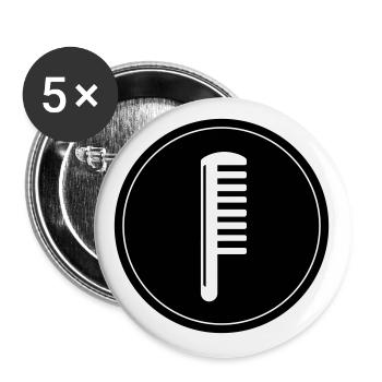 Kamm Friseur Kreis - Buttons groß 56 mm (5er Pack) - Weiß - Vorne