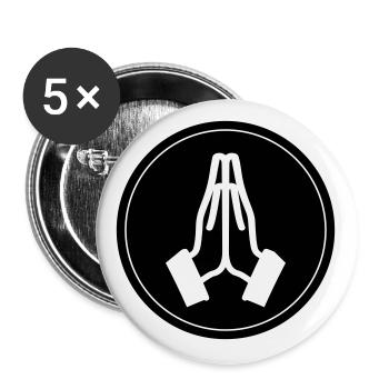 Pray Hands Circle - Buttons large 2.2''/56 mm (5-pack) - white - Front