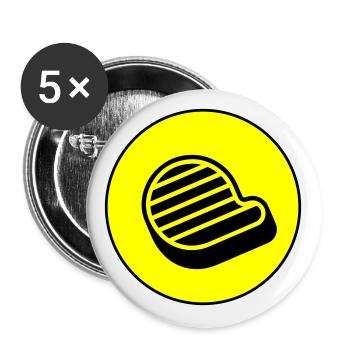 Symbole du steak de viande - Lot de 5 grands badges (56 mm) - blanc - Devant