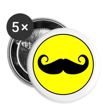 Symbole de moustache - Lot de 5 grands badges (56 mm) - blanc - Devant