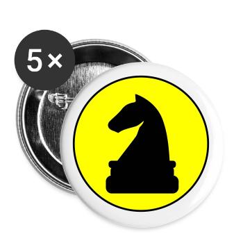 Pferd Schachfigur - Buttons groß 56 mm (5er Pack) - Weiß - Vorne