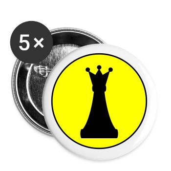 Schachfigur Königin - Buttons groß 56 mm (5er Pack) - Weiß - Vorne