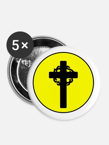 Dornenkrone - Buttons groß 56 mm (5er Pack) - Weiß