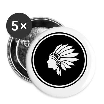 Indianer kopf - Buttons groß 56 mm (5er Pack) - Weiß - Vorne