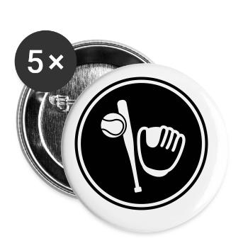 Base-ball - Lot de 5 grands badges (56 mm) - blanc - Devant