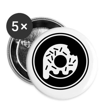 Eating donut - Buttons large 2.2''/56 mm (5-pack) - white - Front
