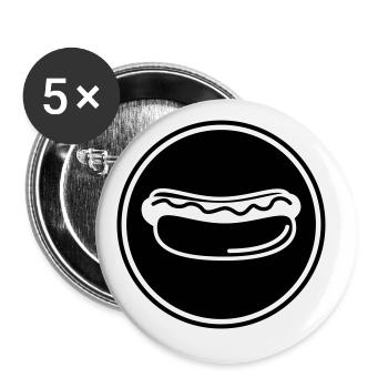 Hotdog Symbol - Buttons groß 56 mm (5er Pack) - Weiß - Vorne