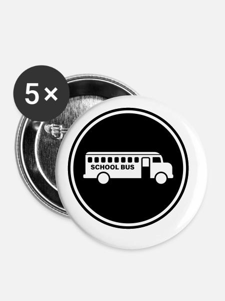 Schulbus schule - Buttons groß 56 mm (5er Pack) - Weiß