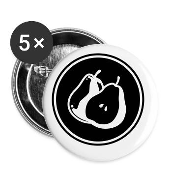 Birne Obst - Buttons groß 56 mm (5er Pack) - Weiß - Vorne