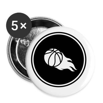 Basketball flame - Buttons large 2.2''/56 mm (5-pack) - white - Front