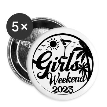 Girls Weekend 2023 Cool Girls Party Trip Vacation - Buttons large 2.2''/56 mm (5-pack) - white - Front