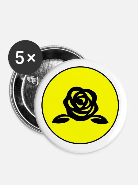Rose symbol - Buttons groß 56 mm (5er Pack) - Weiß